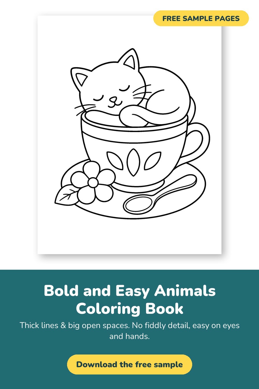 Sample page from Bold and Easy Animals Coloring Book