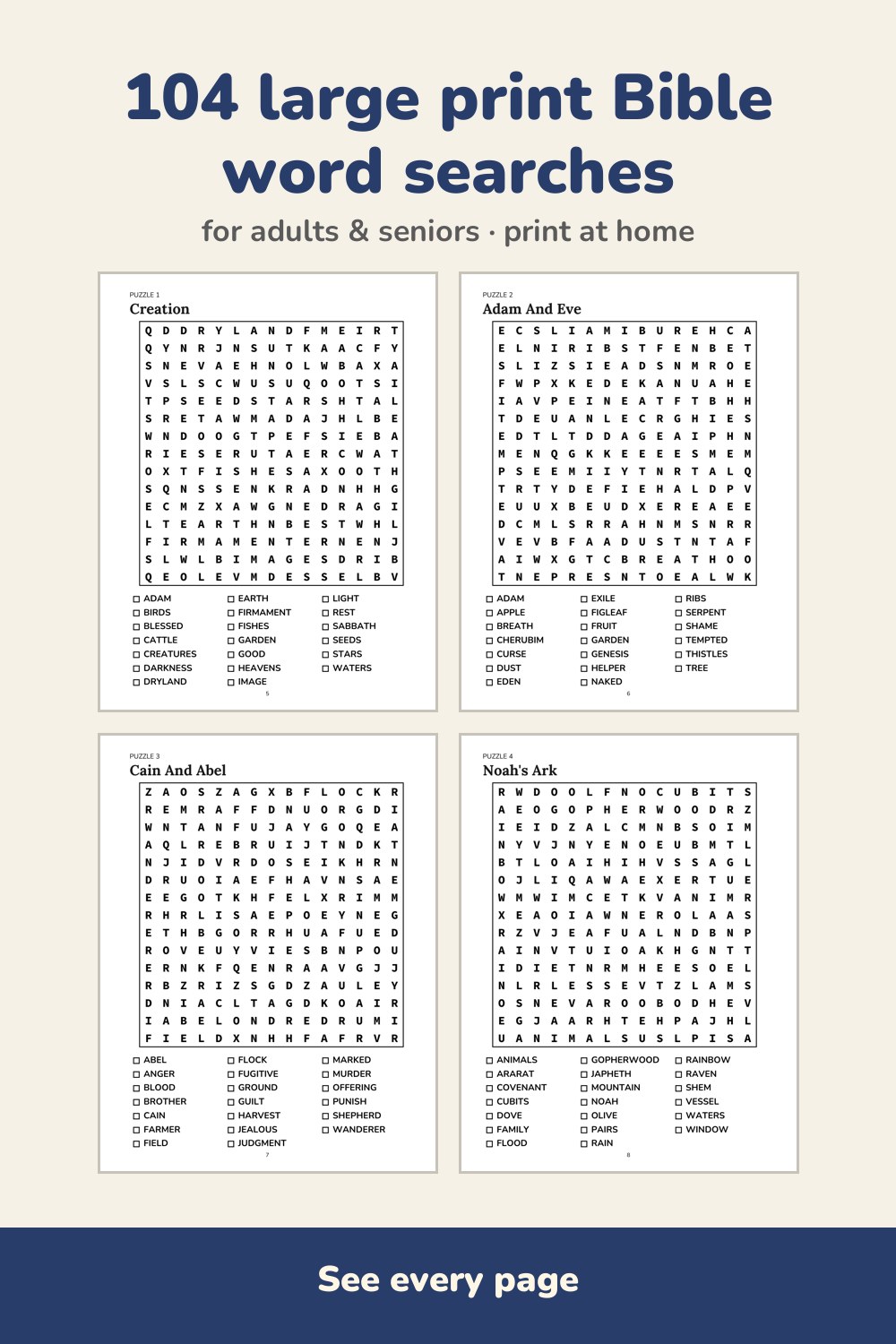 Pages inside Large Print Bible Word Search
