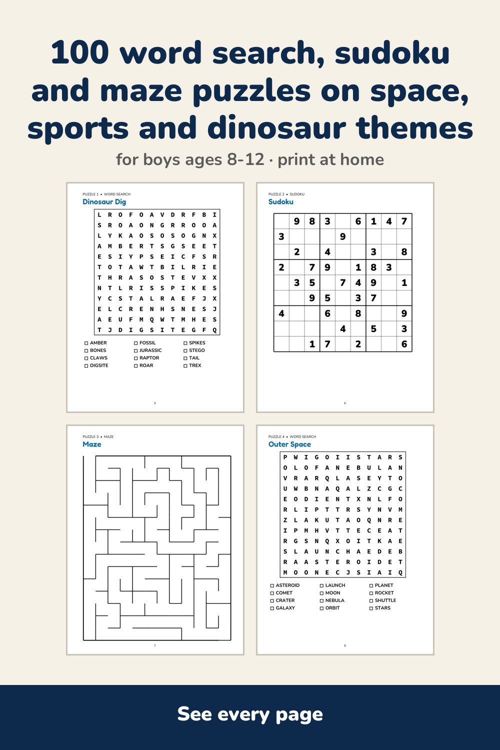 Pages inside Activity Book for Boys Ages 8-12