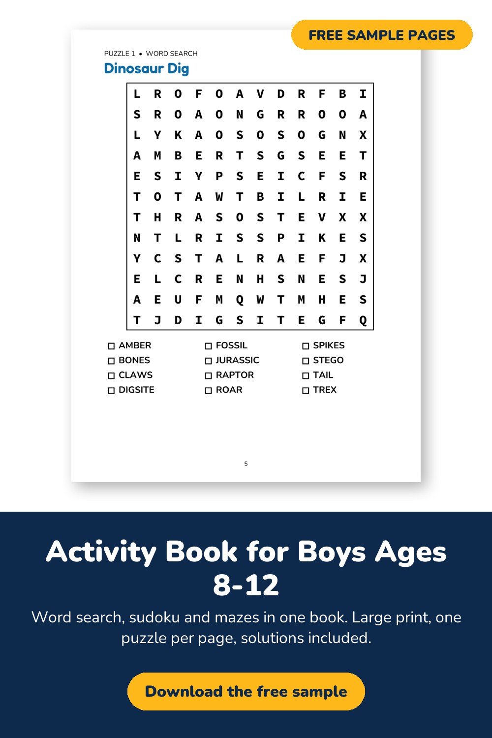 Sample page from Activity Book for Boys Ages 8-12