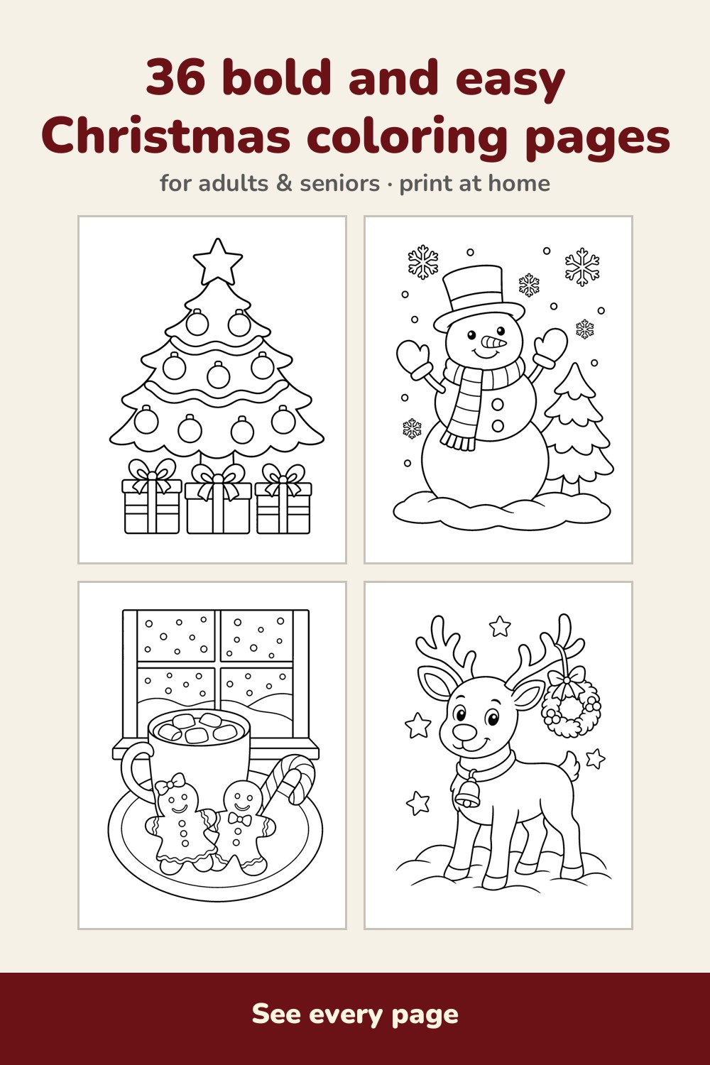 Pages inside Bold and Easy Christmas Coloring Book