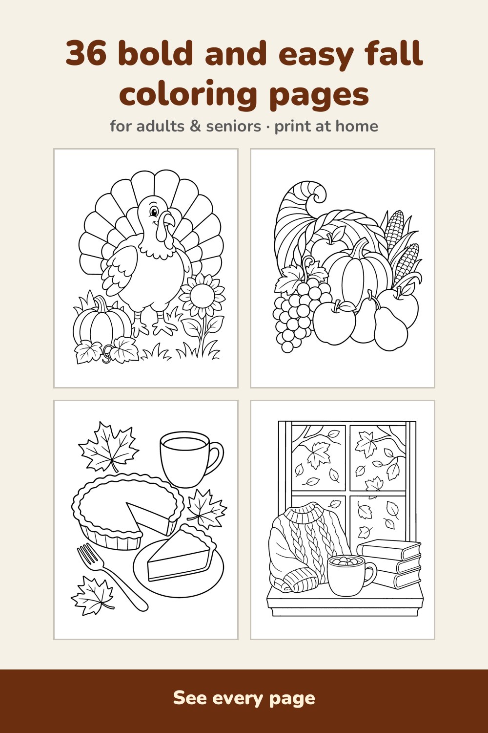 Pages inside Bold and Easy Fall Coloring Book