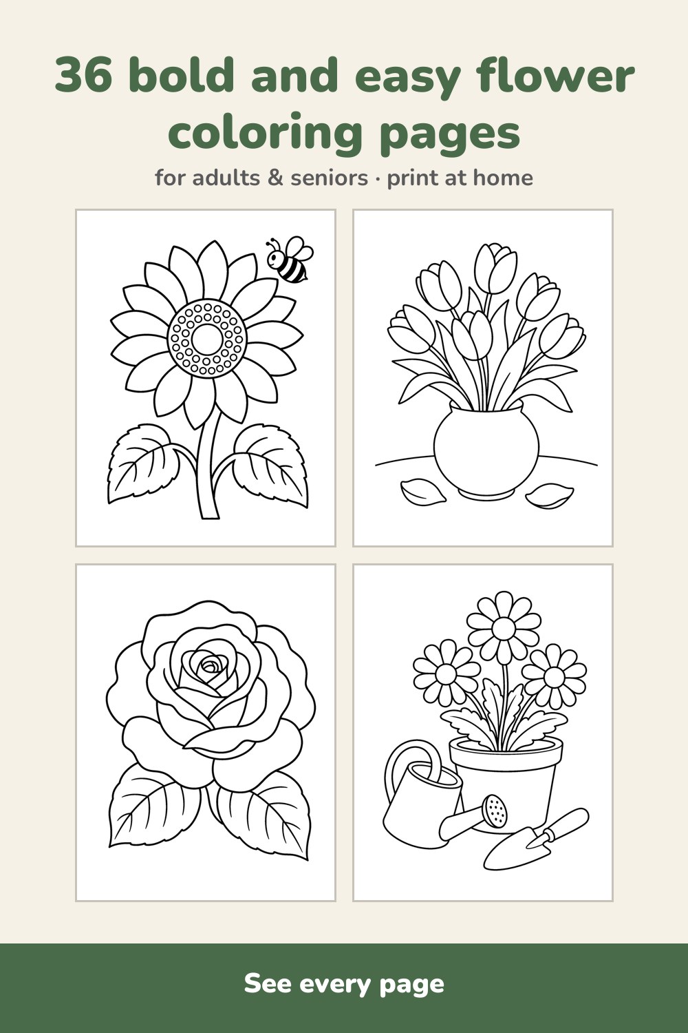 Pages inside Bold and Easy Flowers Coloring Book