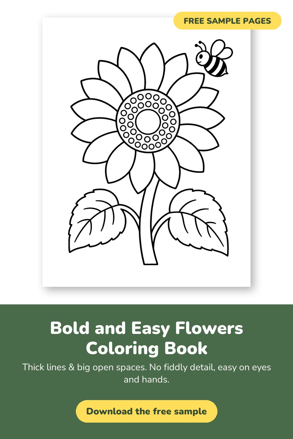 Sample page from Bold and Easy Flowers Coloring Book
