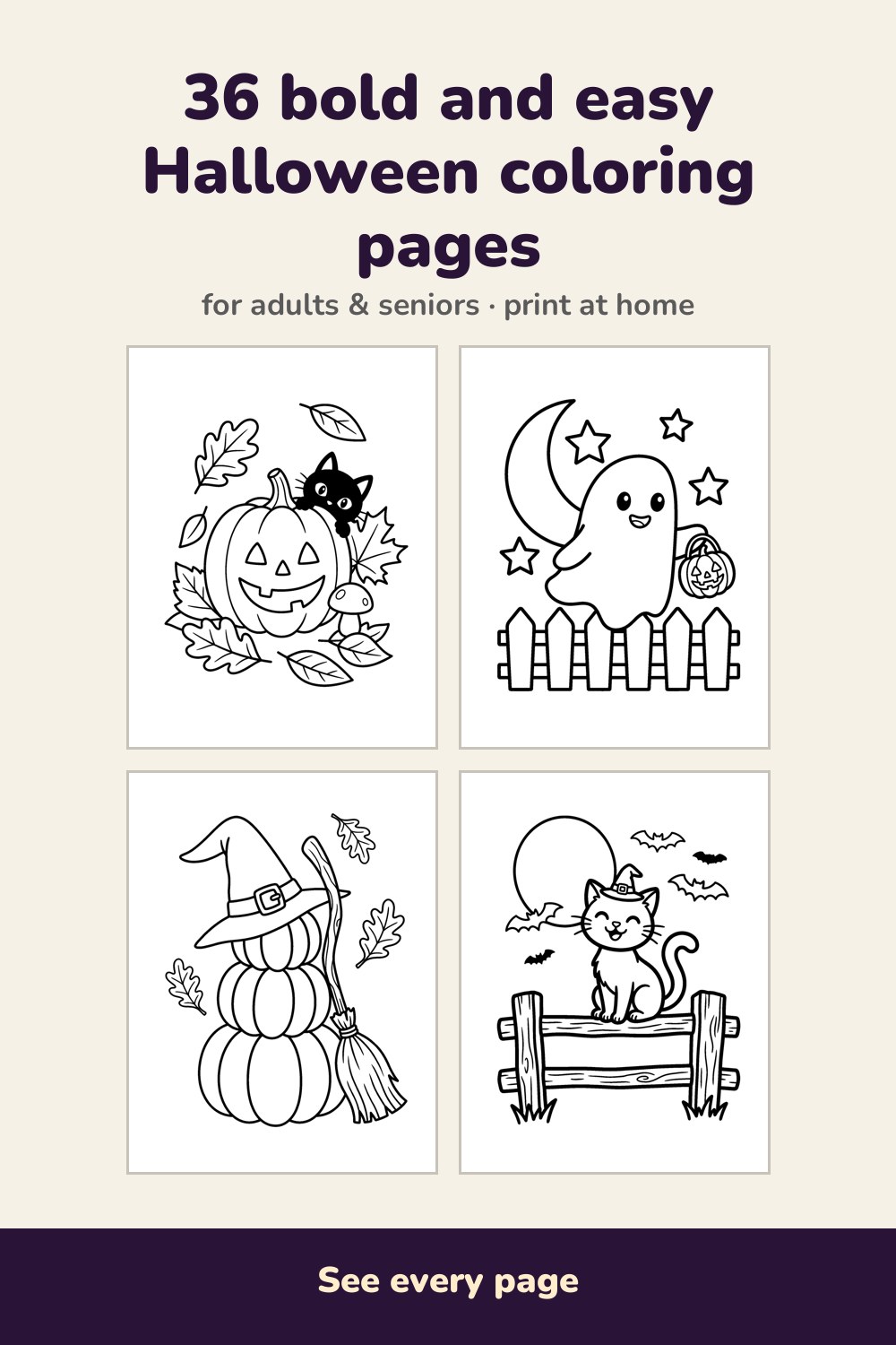 Pages inside Bold and Easy Halloween Coloring Book