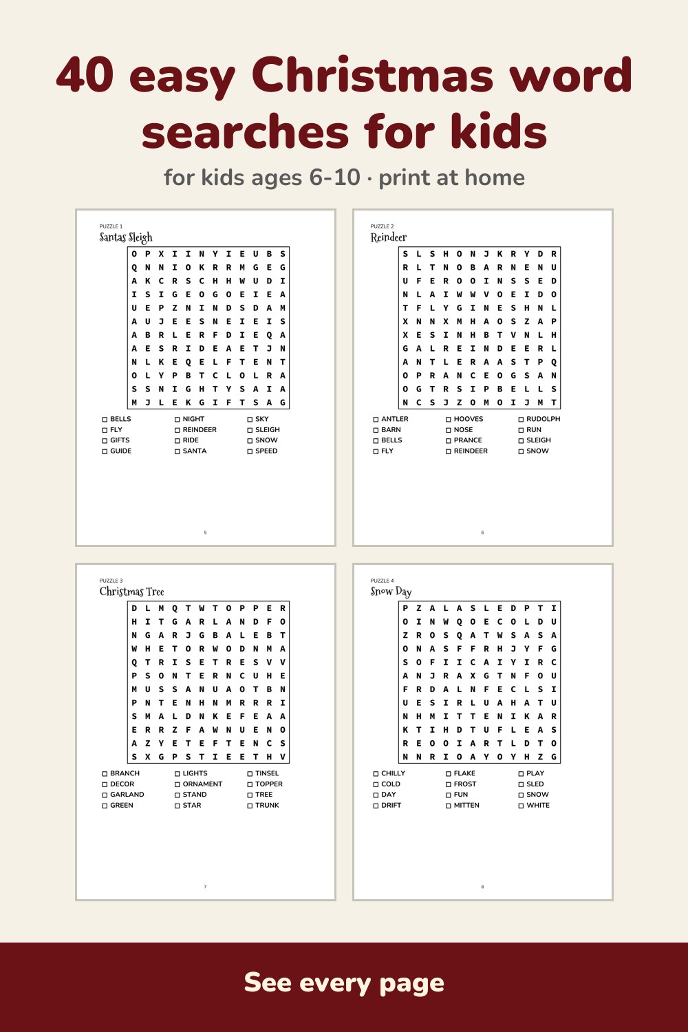 Pages inside Christmas Word Search for Kids