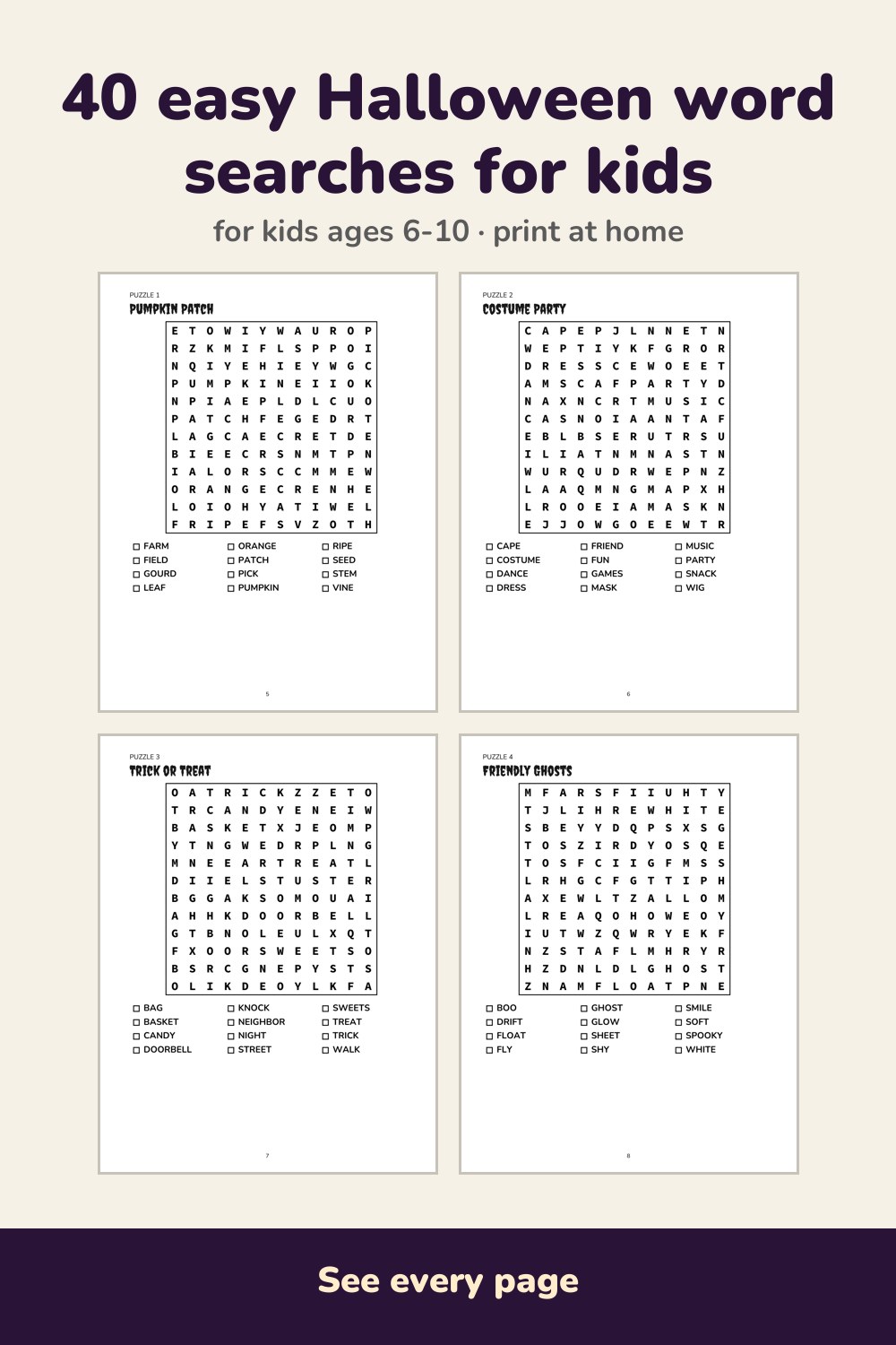 Pages inside Halloween Word Search for Kids