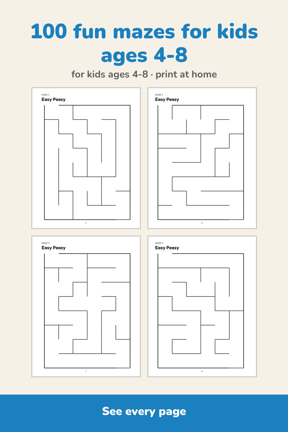 Pages inside Mazes for Kids Ages 4-8