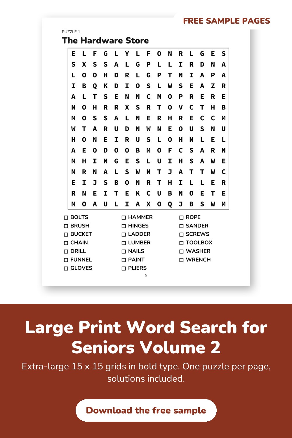 Sample page from Large Print Word Search for Seniors Volume 2