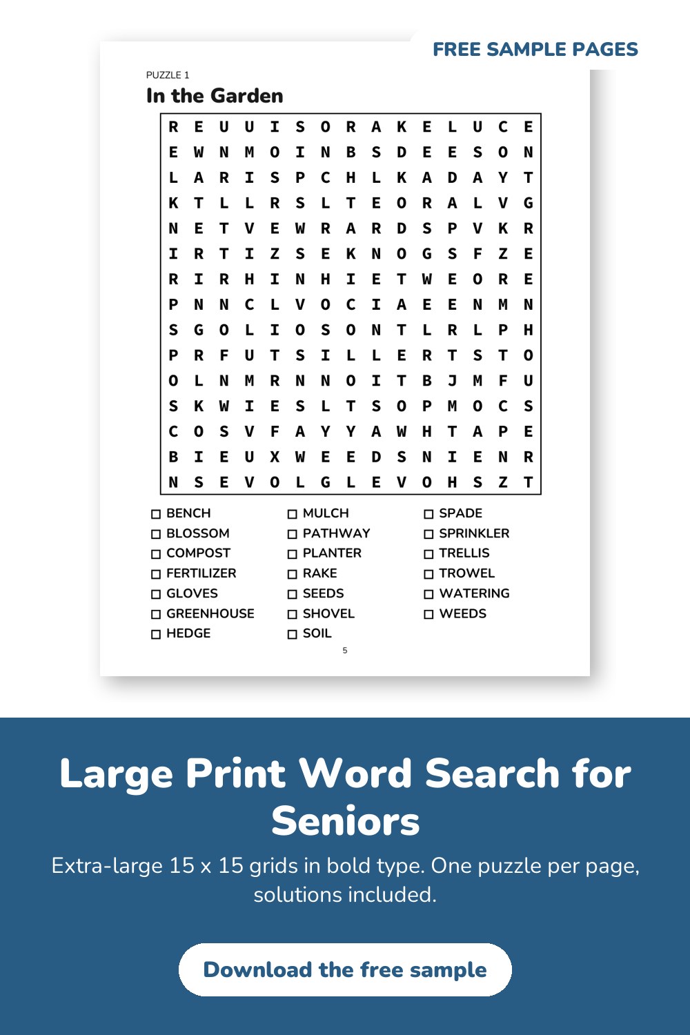 Sample page from Large Print Word Search for Seniors