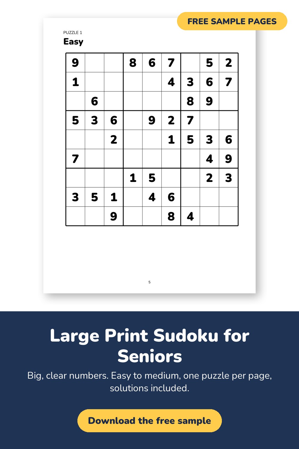 Sample page from Large Print Sudoku for Seniors
